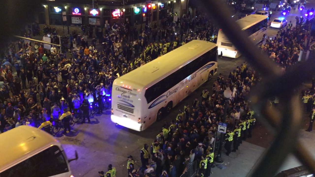 Indians buses leave Wrigley