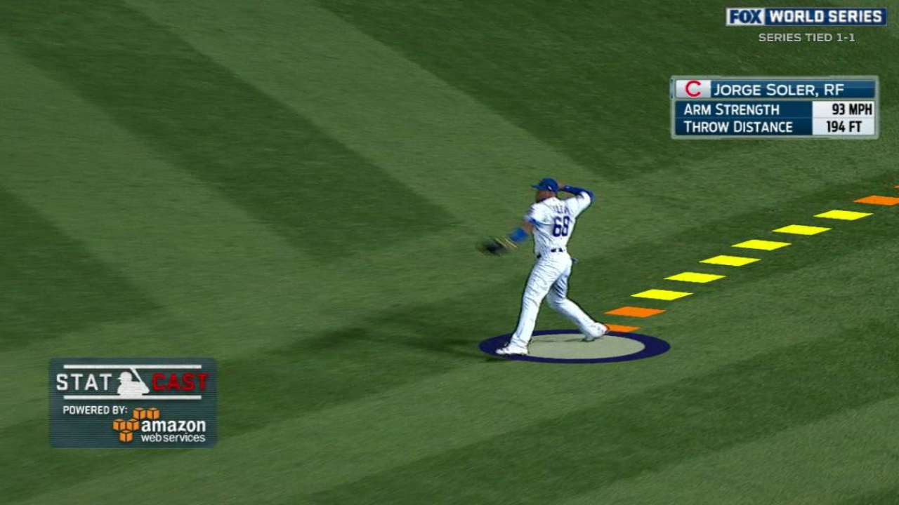 Statcast: Soler throws out Davis