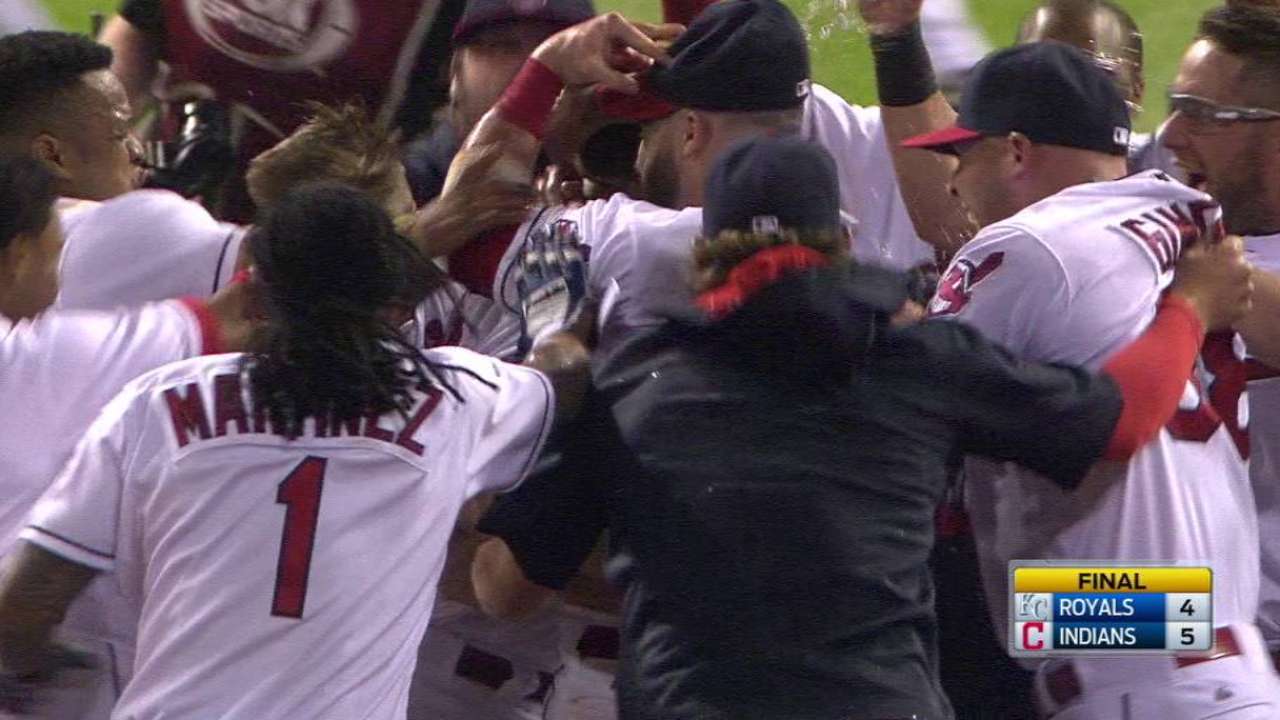 Tribe's 2nd straight walk-off halts KC's win streak