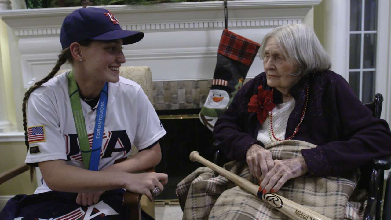 75 years apart, women's baseball ties wow