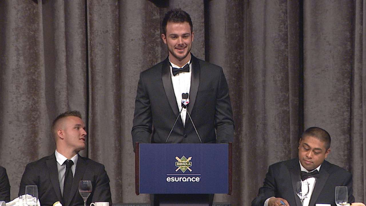 Bryant accepts NL MVP honors