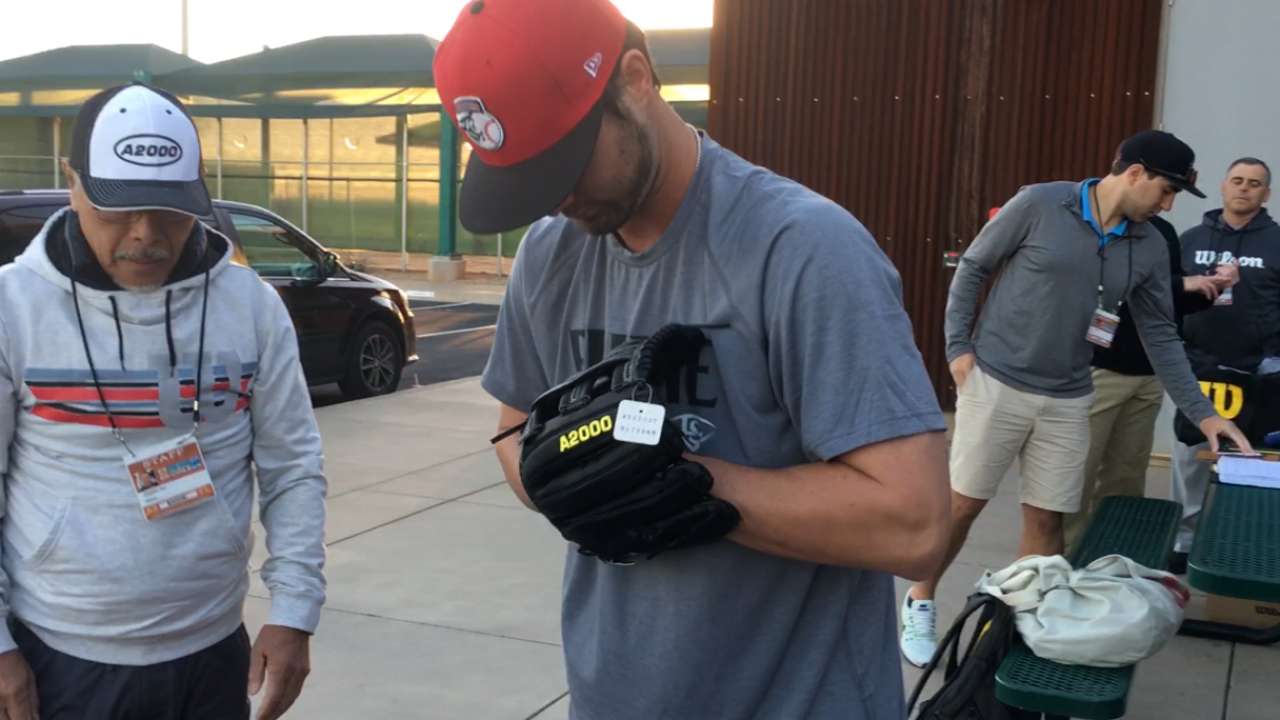 Winker on receiving his glove