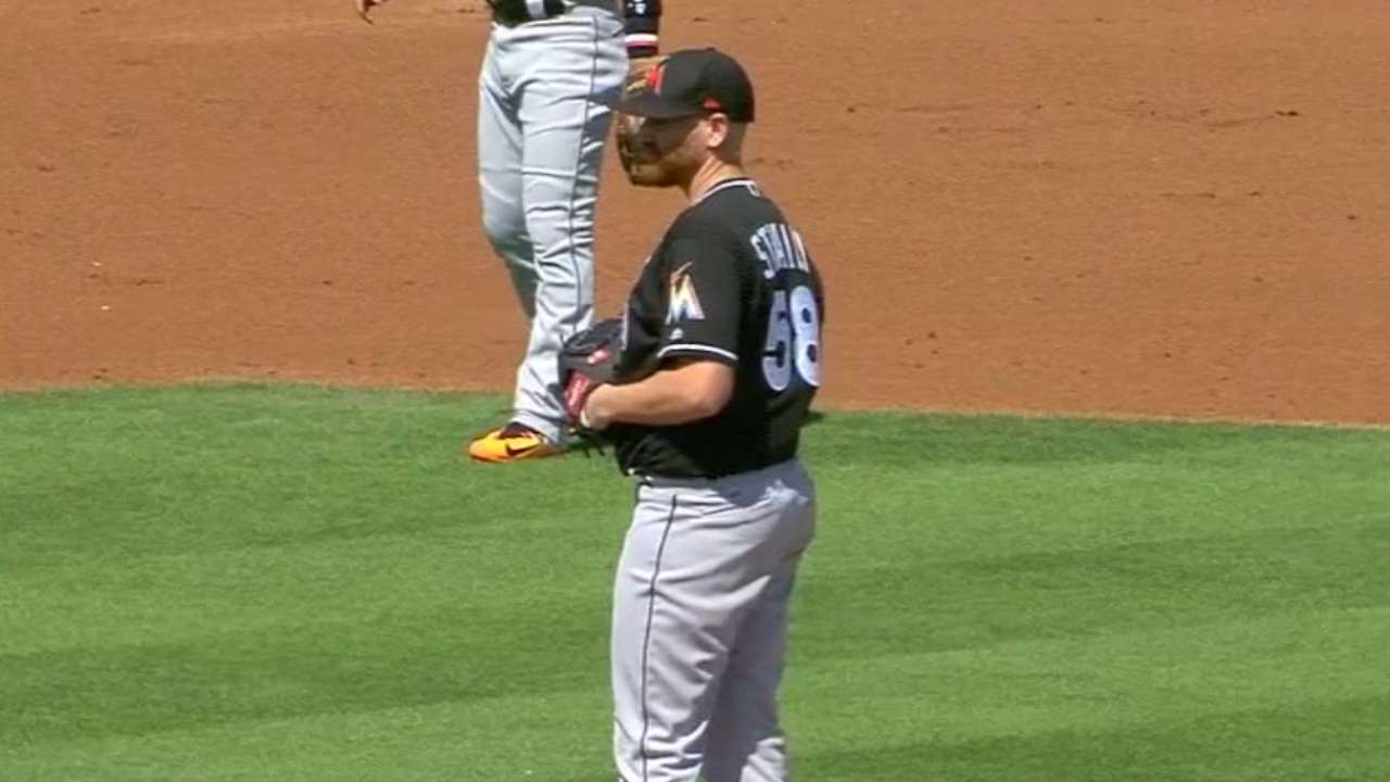 Straily on his first start