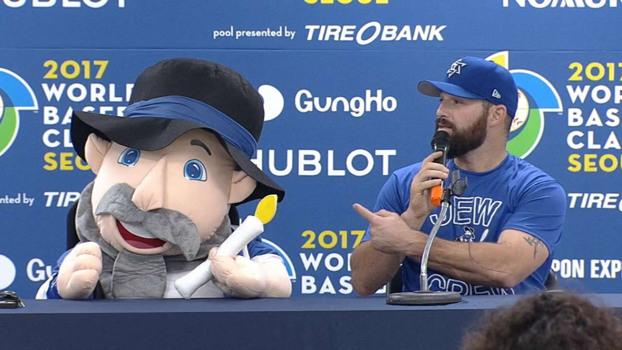 Cody Decker on Israel's mascot