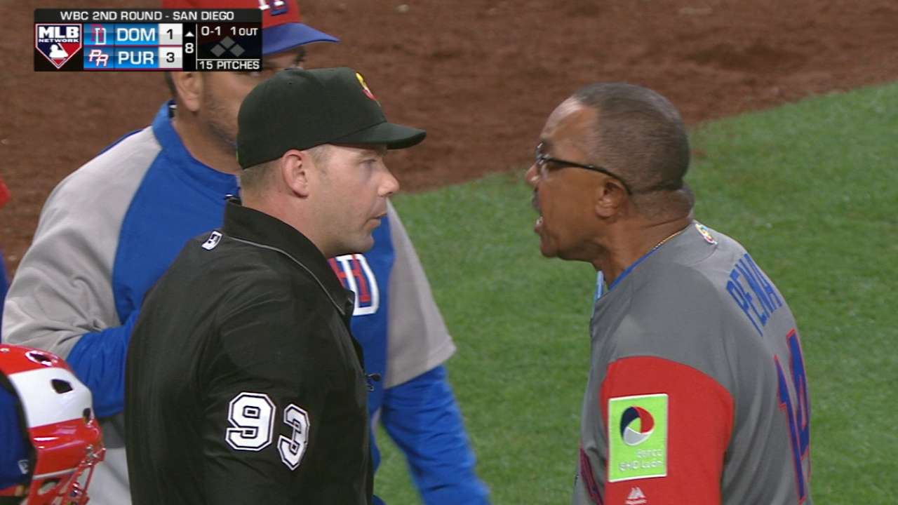 Pena ejected in the 8th