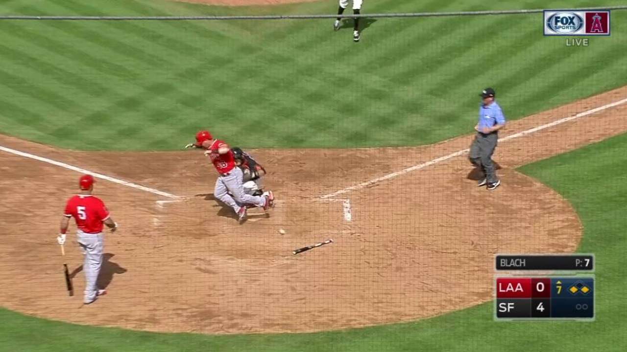 Trout, Pujols spark 4-run 7th after Skaggs excels