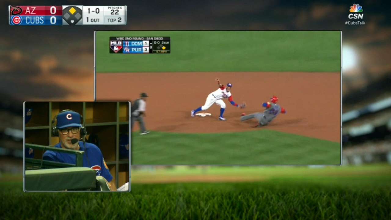 Maddon on Baez's tag