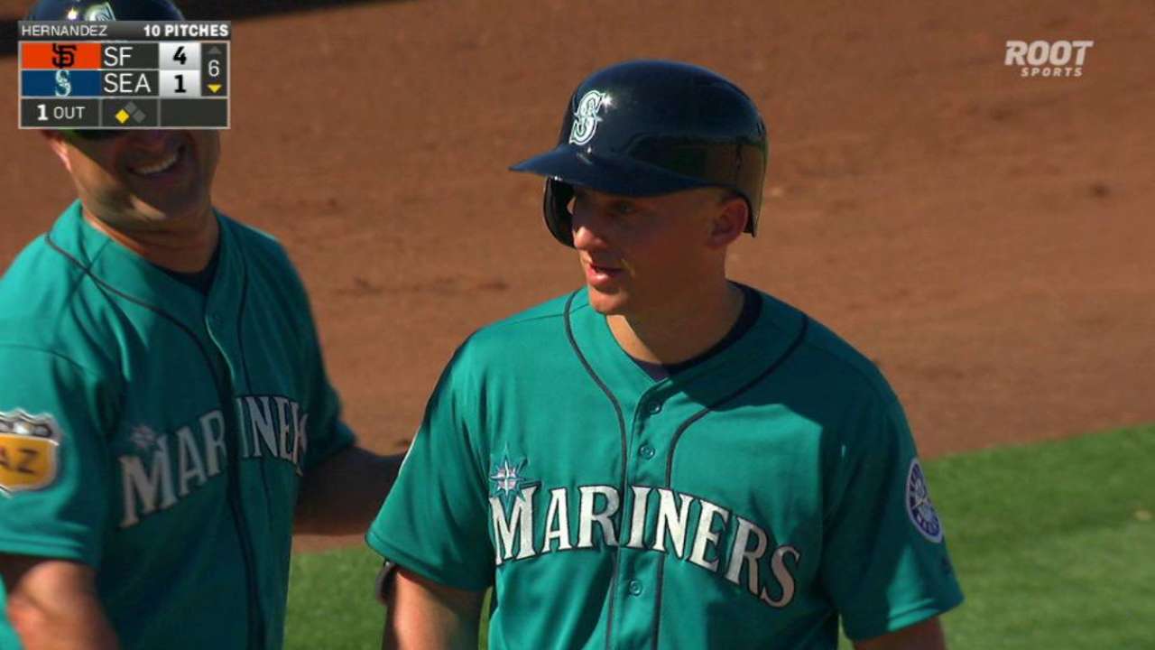 Seager's RBI triple off the wall