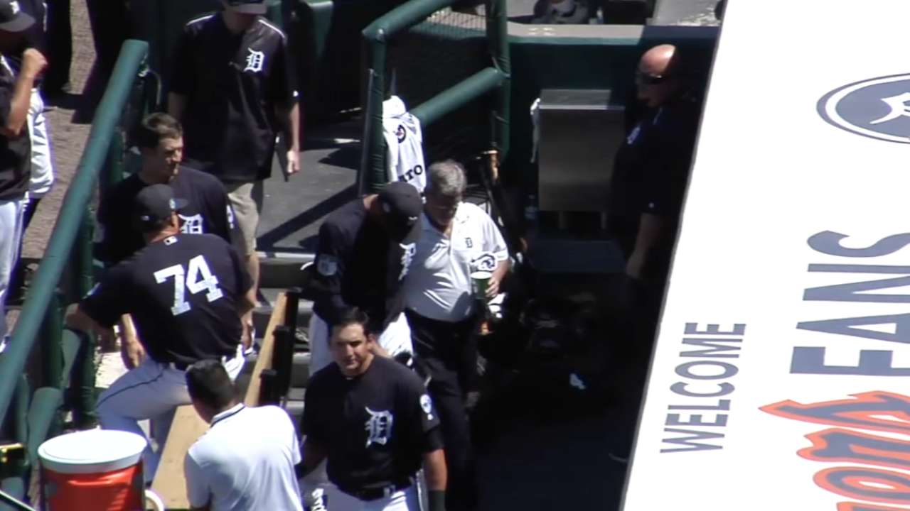 J.D. Martinez exits with foot sprain vs. Miami