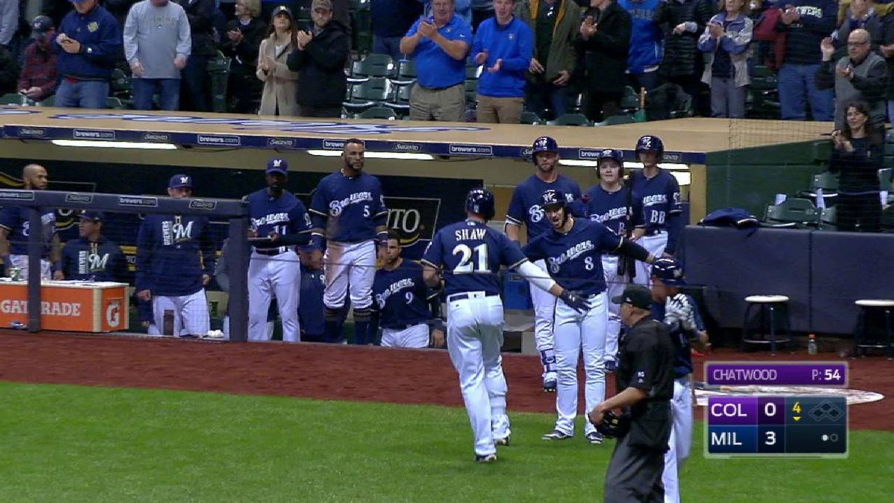 Shaw's deep homer to right