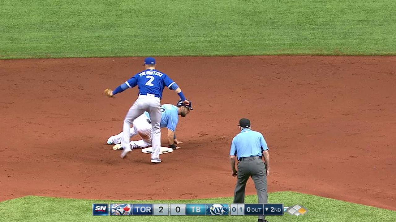 Benches clear after hard slide