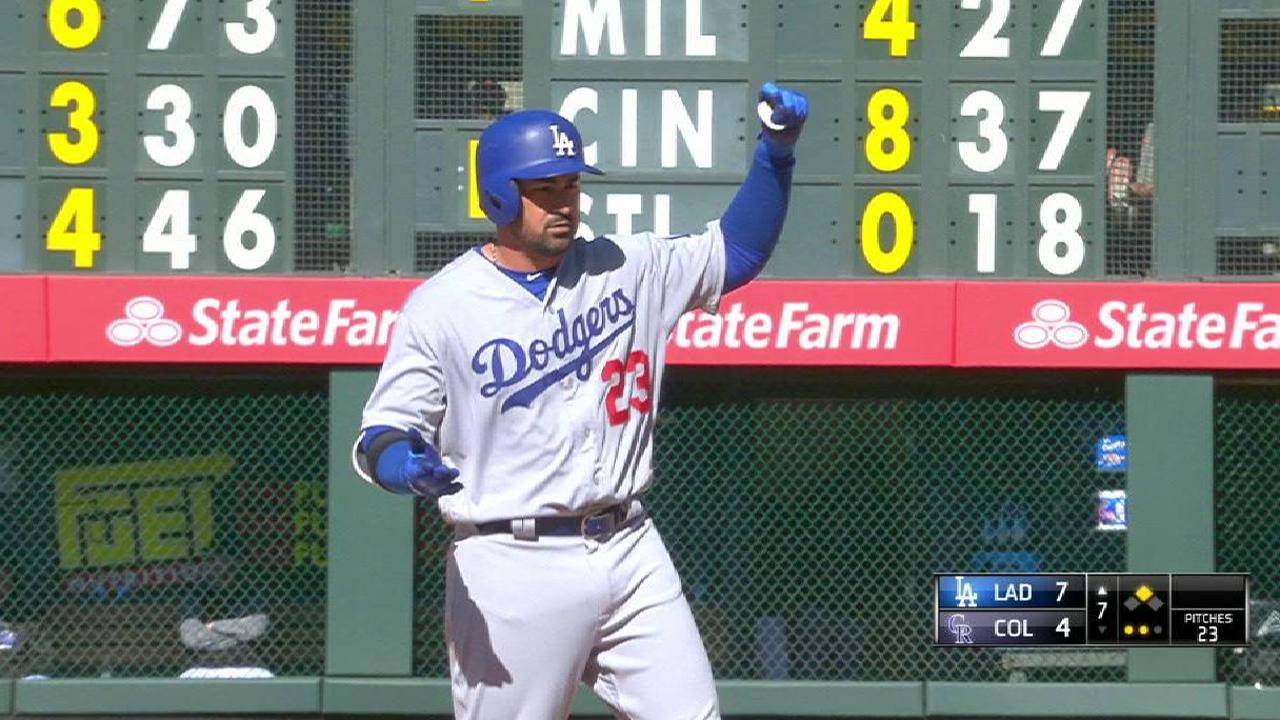 Los Dodgers evitaron a punta de batazos la barrida de los Rockies