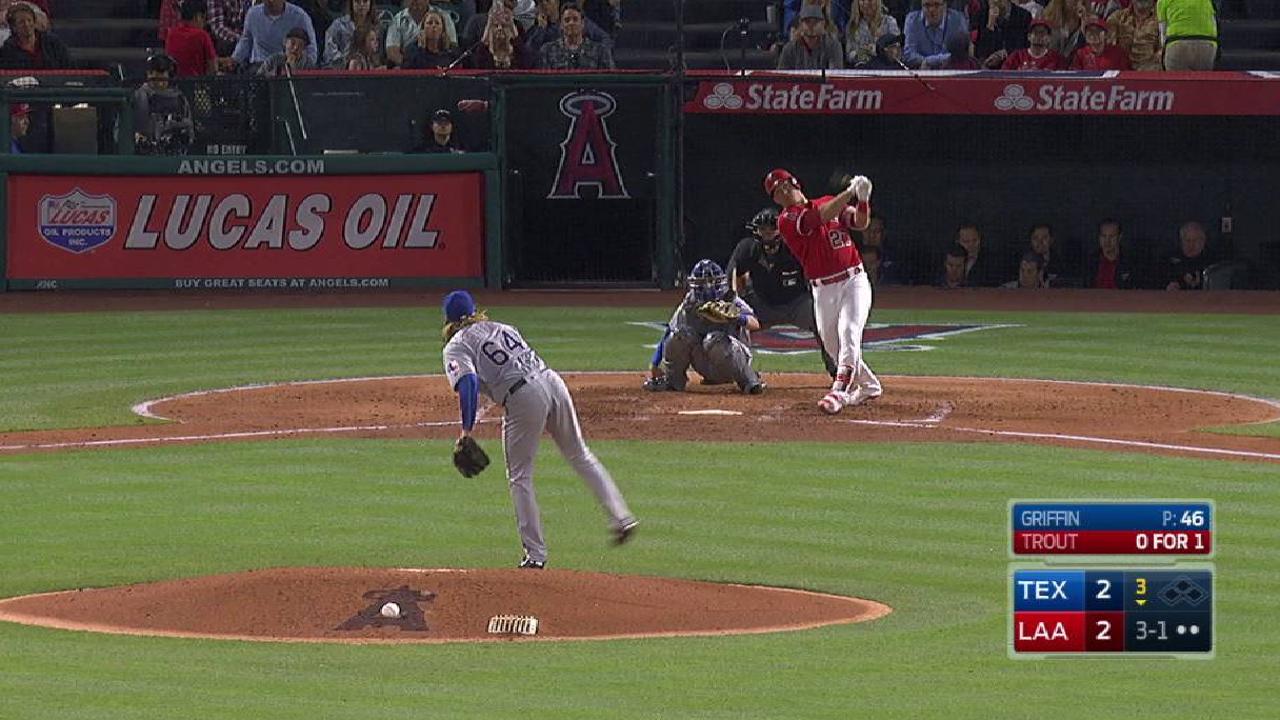 Trout's solo homer to center