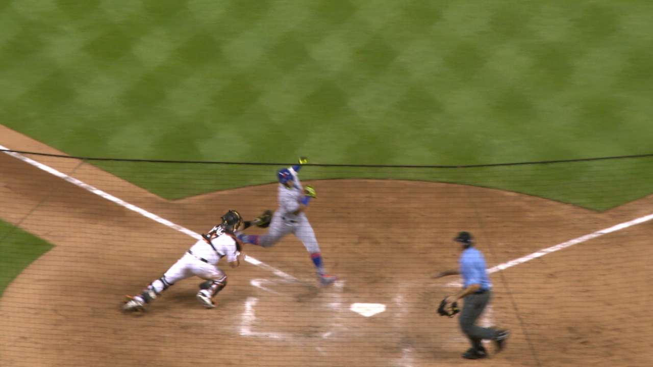Ozuna nabs Cespedes at the dish
