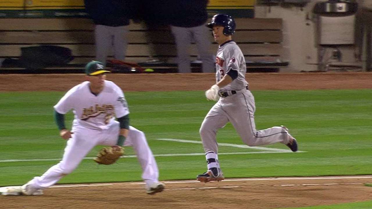 Aoki safe at first, call stands
