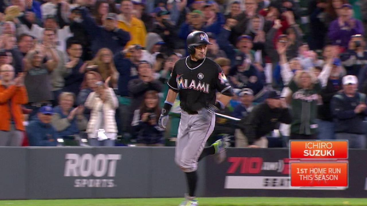 Ichiro se va de Seattle con jonrón, pero pierden los Marlins