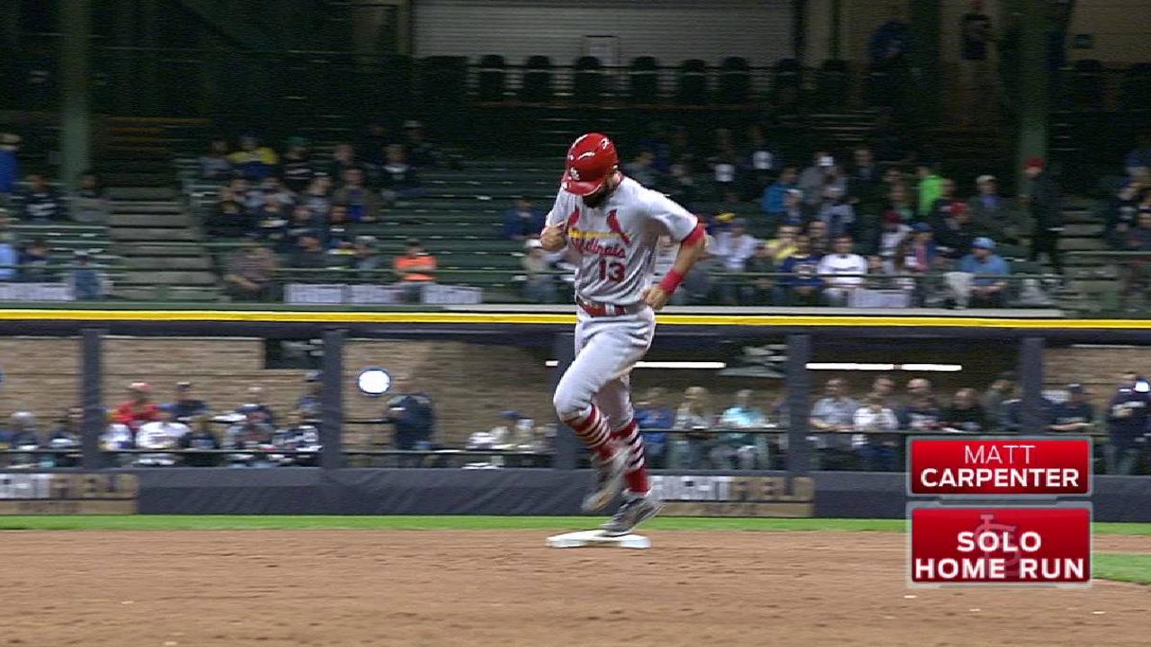 Carpenter, Gyorko homer in loss to Brewers