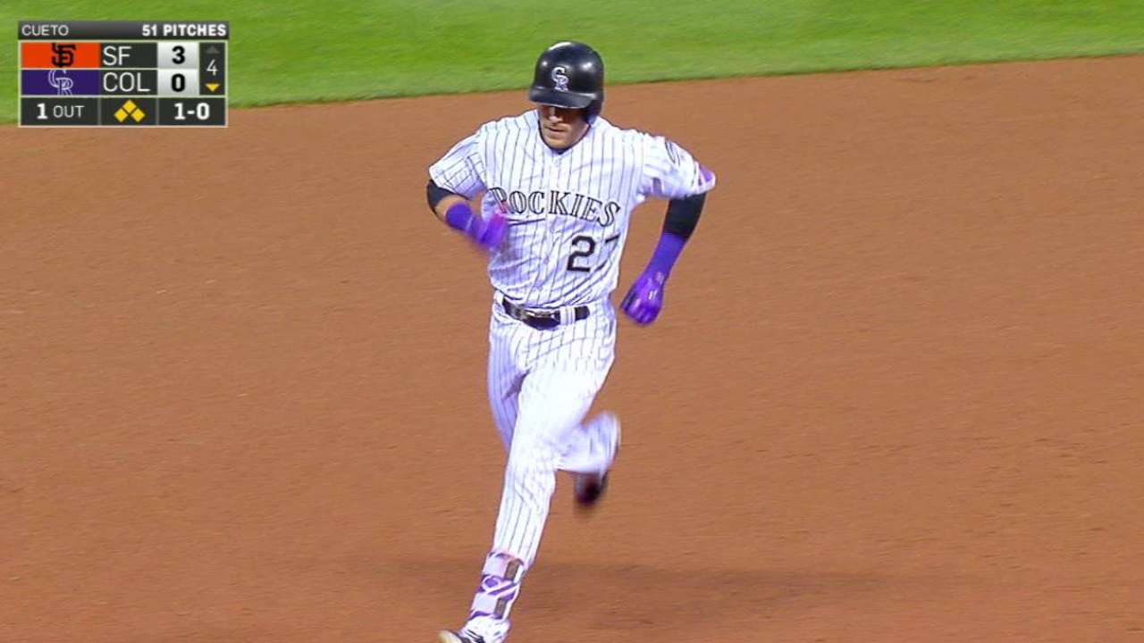Con grand slam de Story Rockies le pasan por encima a Cueto, Gigantes