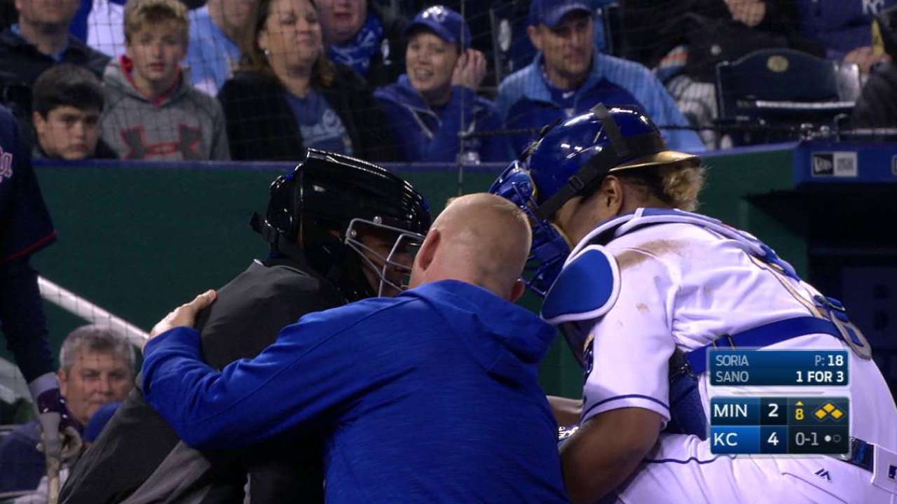 Bucknor injured on foul ball