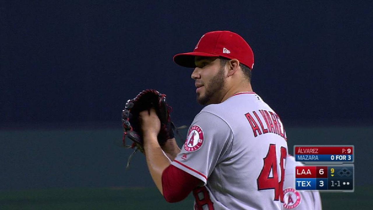 Alvarez records first MLB save