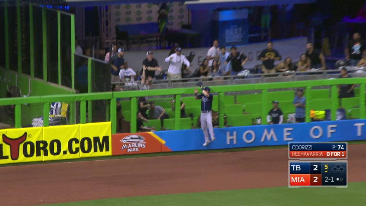 Dickerson's leaping grab at wall