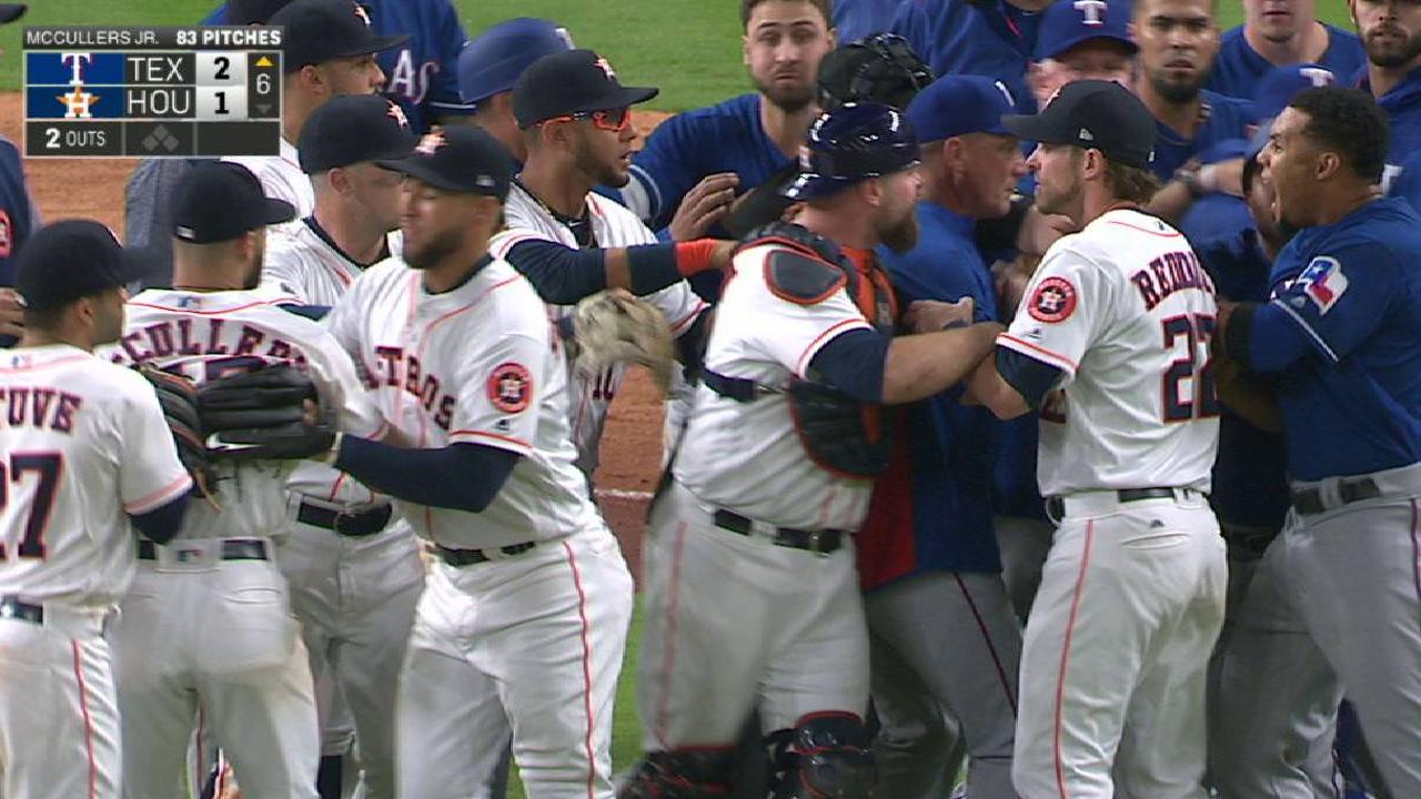 Tras conato de riña en la 6ta, Astros doblegaron a los Rangers