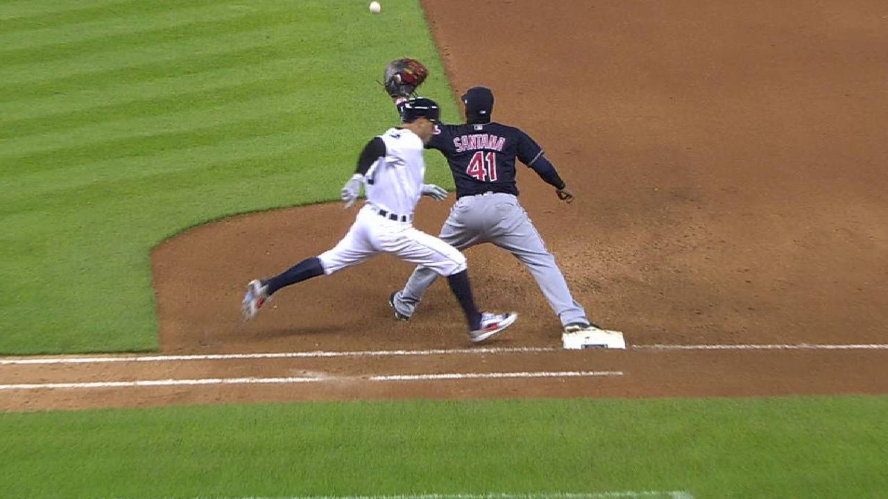 Kinsler safe at first