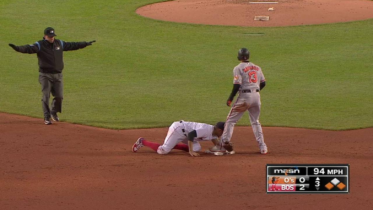 Orioles score on double steal