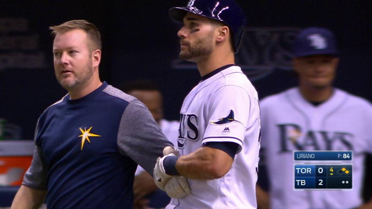 Kiermaier exits after HBP