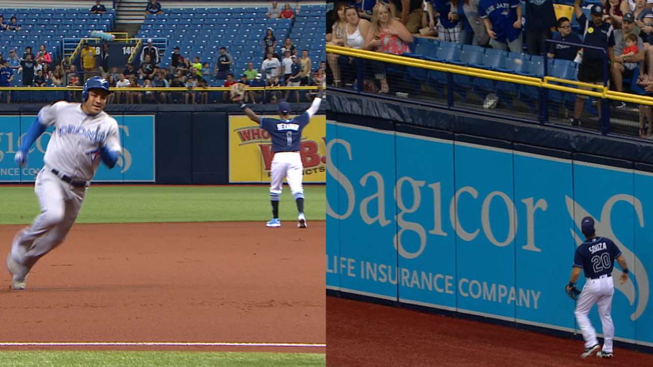 Carrera extends hitting streak with strange HR