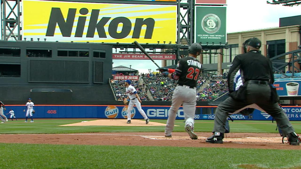 Stanton's 2 HRs help Marlins thump Mets