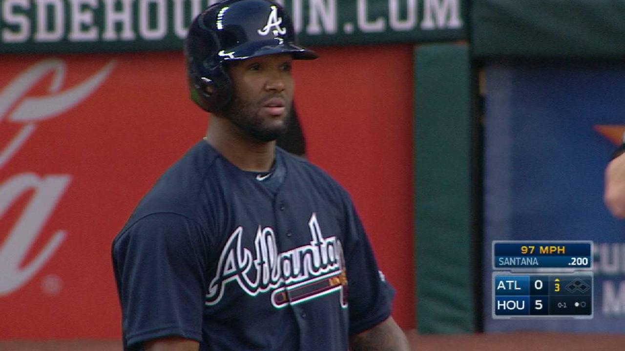Santana joins Braves, starts in left field