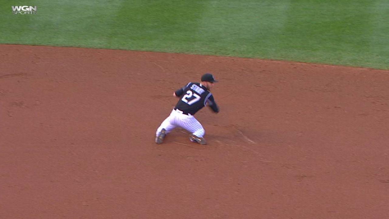 Russell reaches base on error