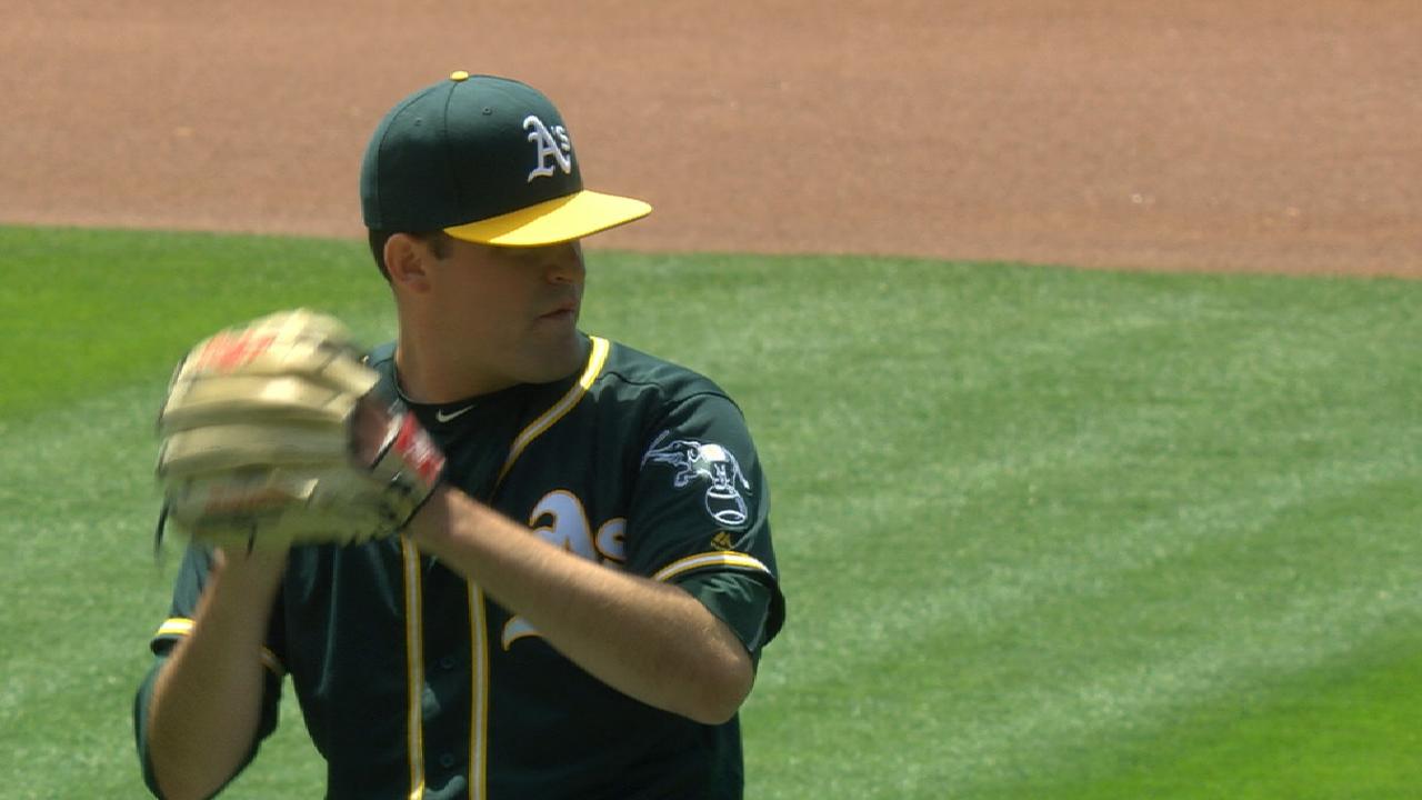 Triggs pilots A's over Angels in rubber match
