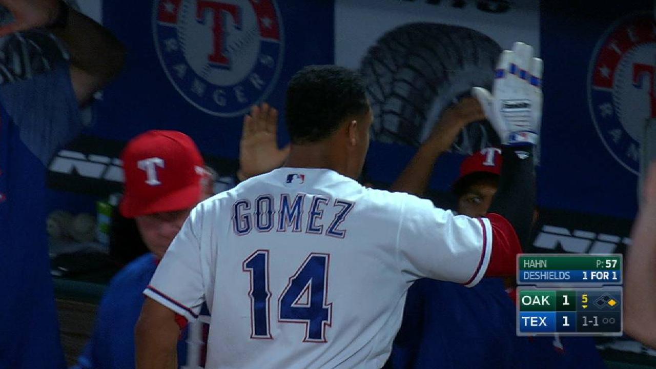 DeShields plates Gomez