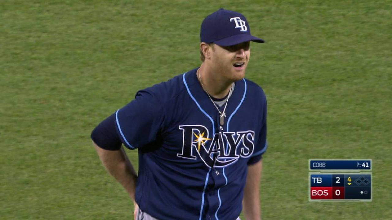 Cobb gets Pedroia looking