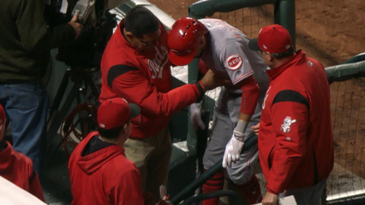 Hamilton, bullpen dinged up in loss to Giants