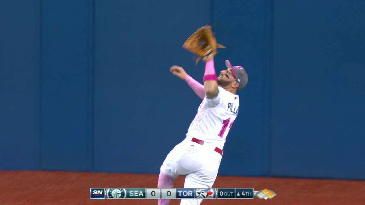 Pillar's great leaping catch