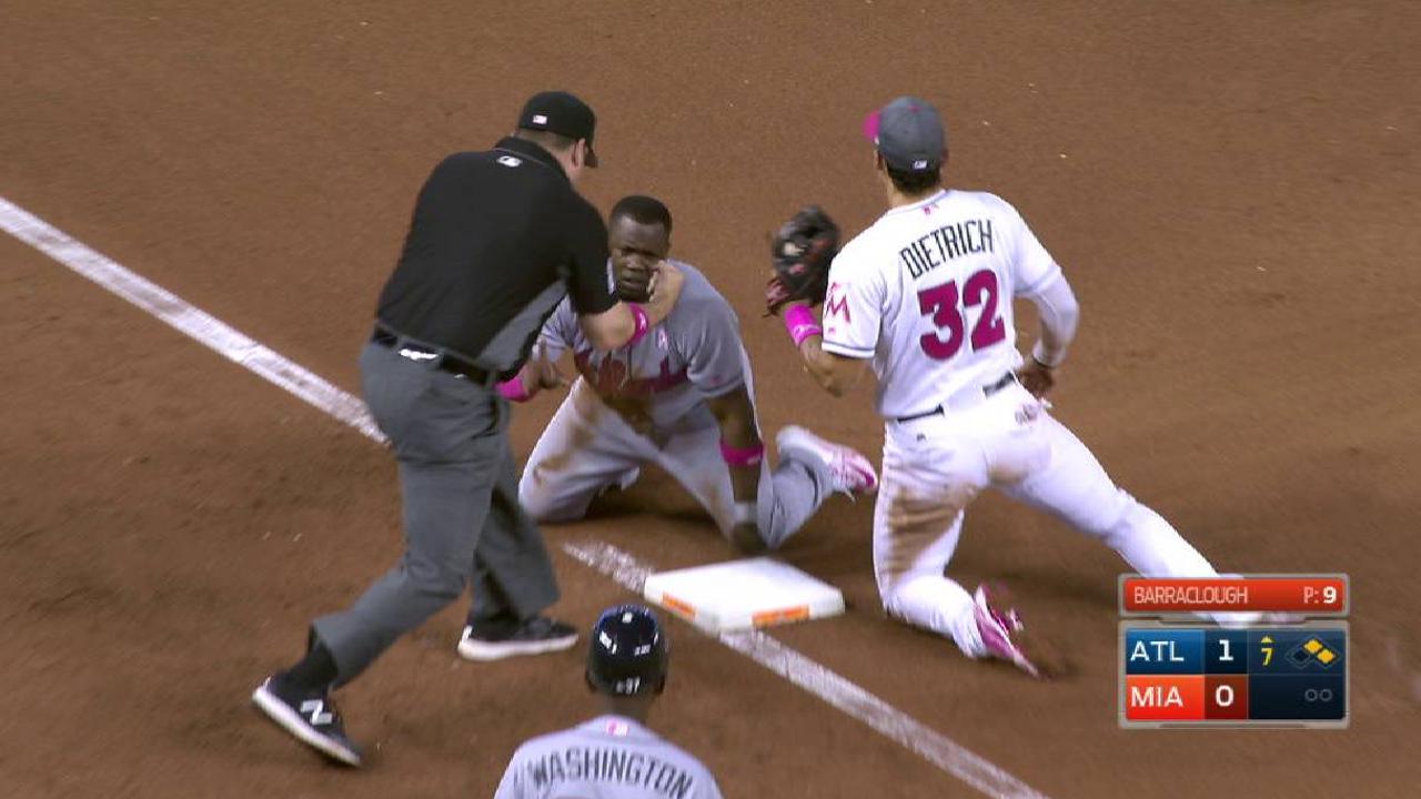 Ozuna nabs Garcia at third
