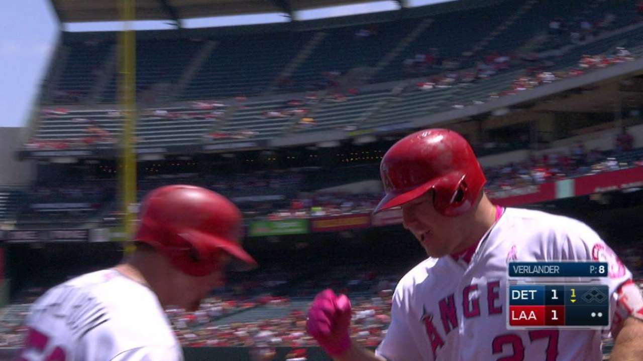 Trout's homer backs Meyer's gem in Halos' win