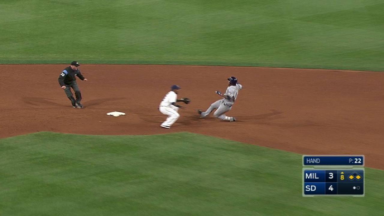 Renfroe's throw nabs Santana