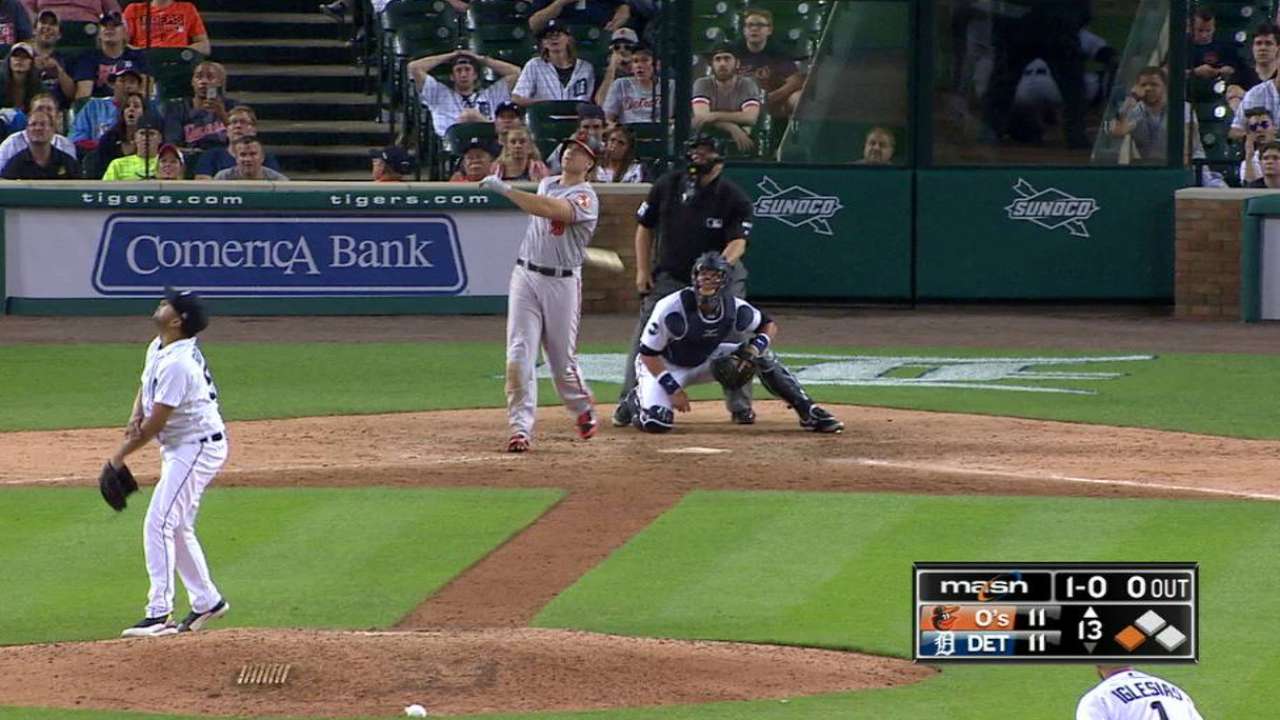 Orioles rieron de último en Detroit con jonrones de Davis en extrainnings
