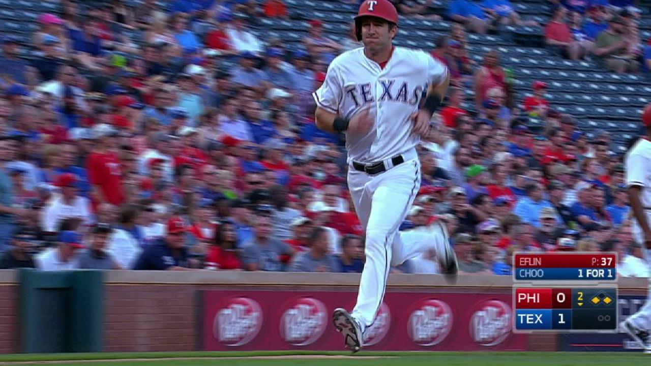 Choo's sacrifice fly to left