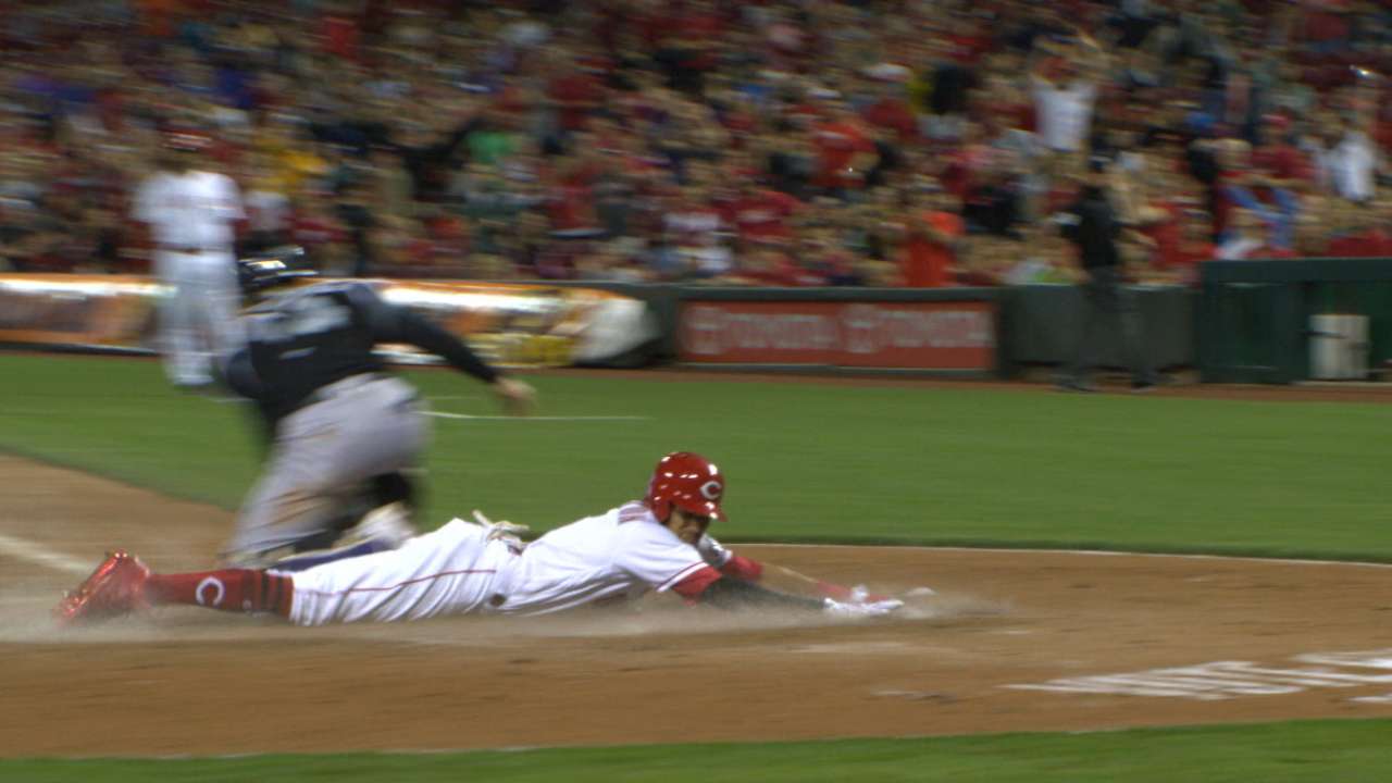Reds score two on double, error