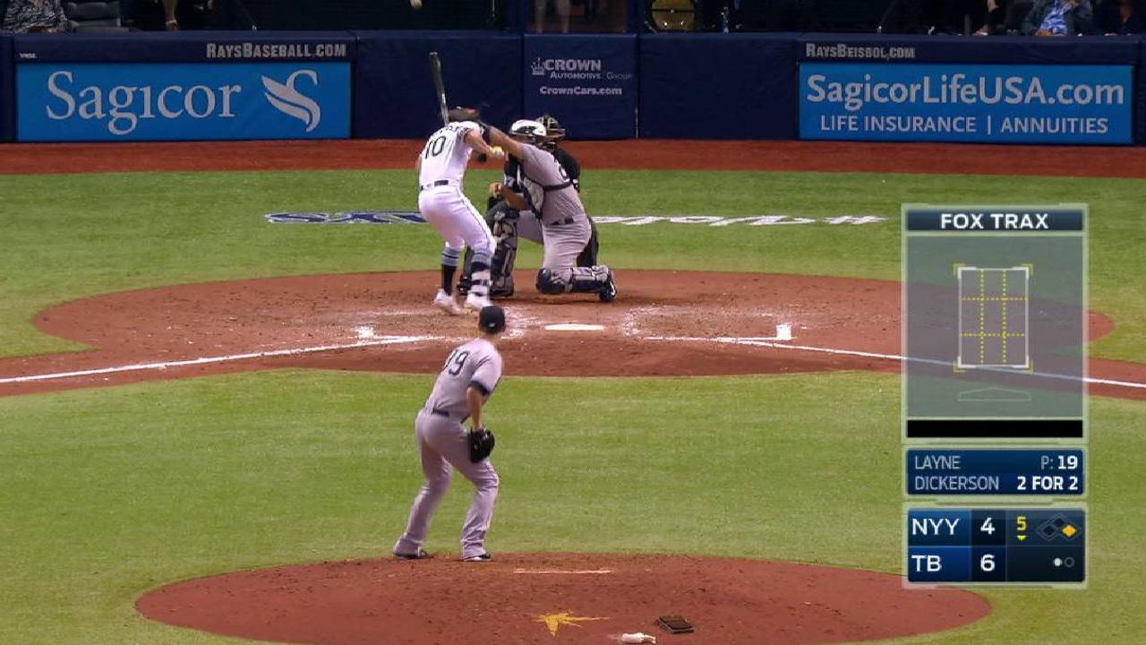Dickerson gets hit by a pitch