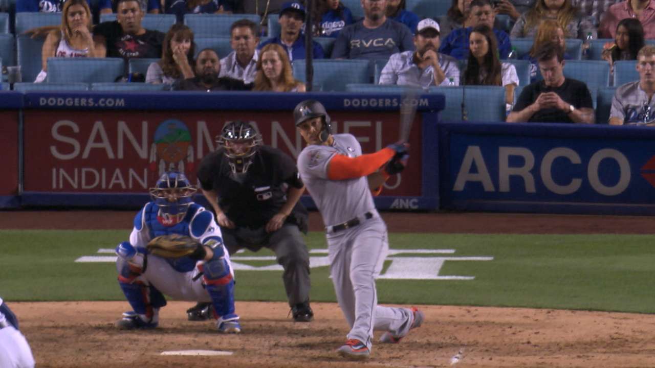 Stanton, Riddle rock LA as Marlins stop slide