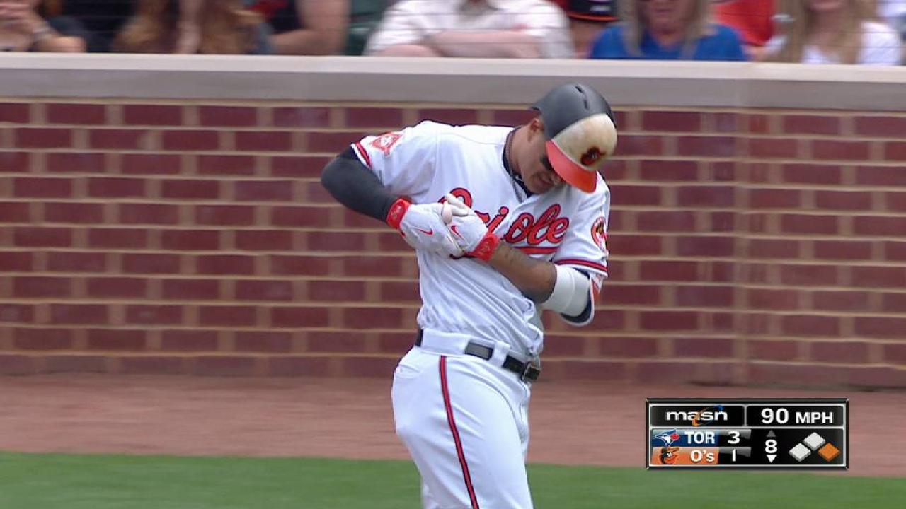 Machado stays in after HBP