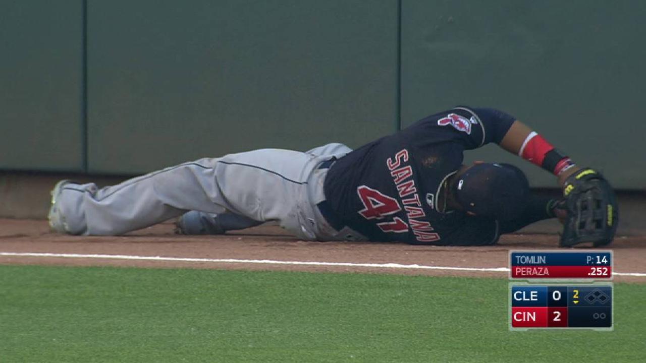 Santana collides with wall