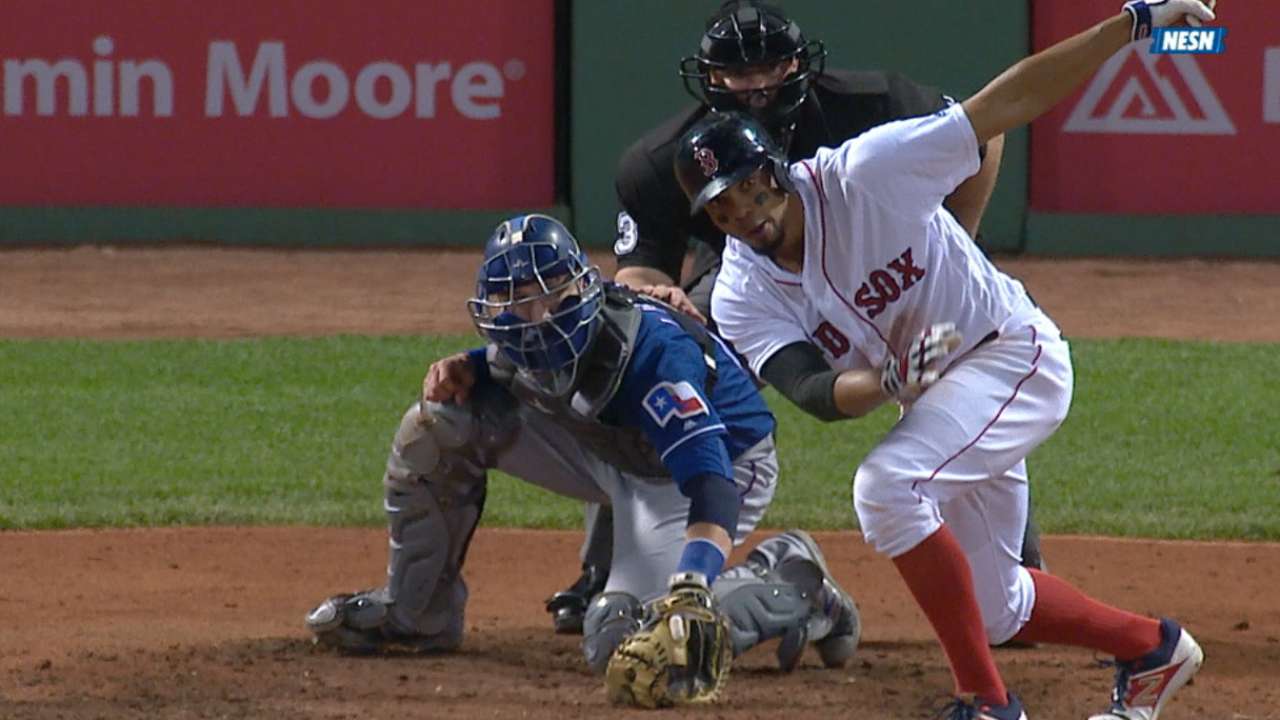 Red Sox swing hot bats, cool off Rangers
