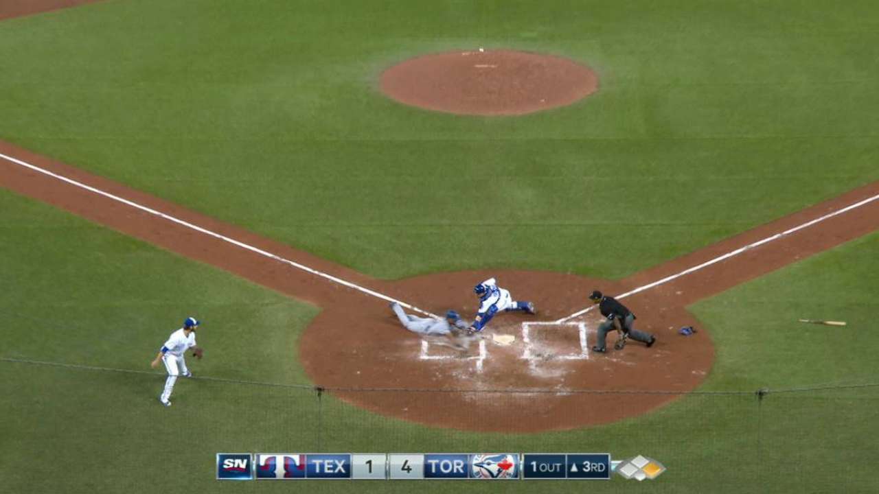 Andrus out at home on close play